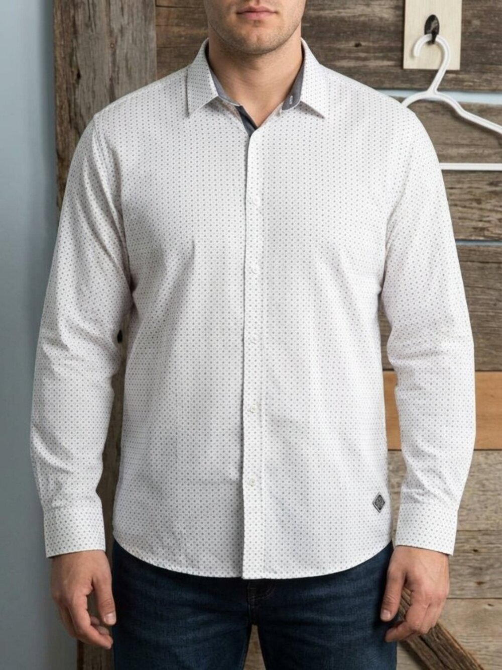 DEFACTO Size XXL White Dress Shirt With Tiny Arrow Print